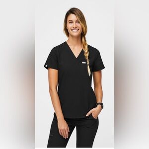 Figs Catarina One-Pocket Scrub Top Black sz L